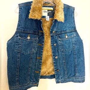 Vintage Wrangler Denim Faux Fur Vest